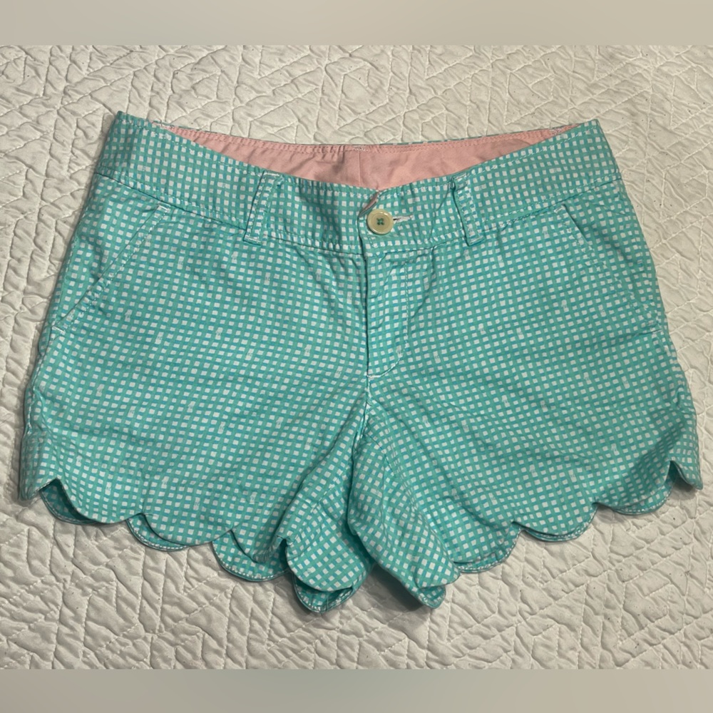 Lilly Pulitzer Plaid Buttercup Short Scalloped Edge Size 0